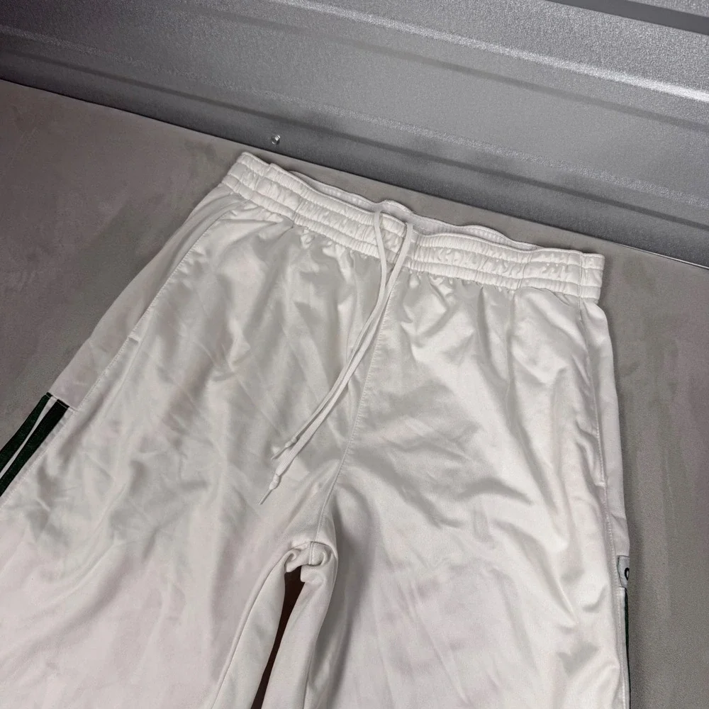 Y2K Mens Adidas Vintage Track Pants White Green Baggy XL